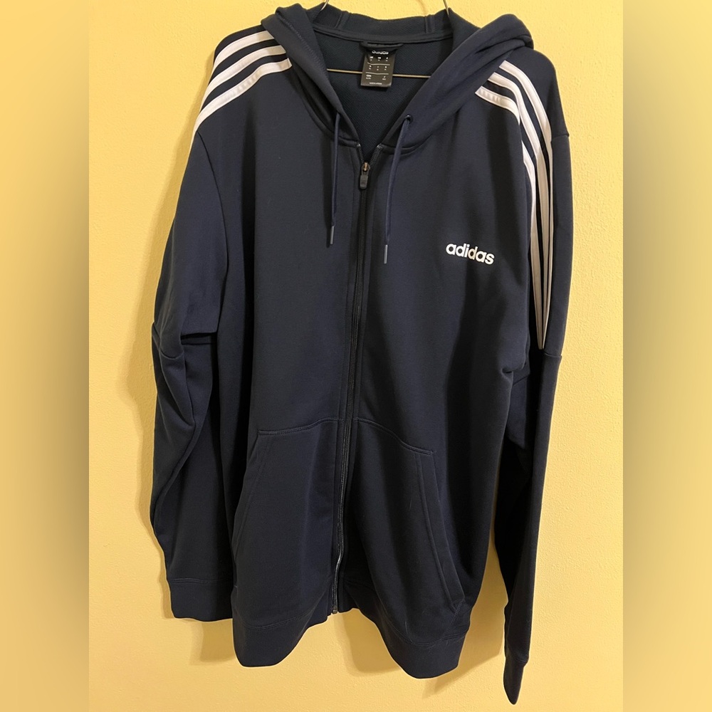 Black XL Adidas Zip Up Hooded Sweatshirt